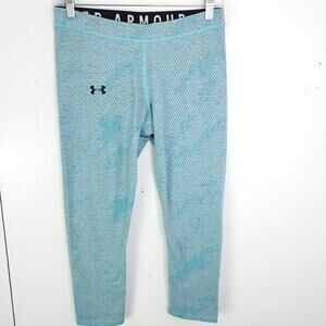 Under Armour Leggings Womens M Mermaid Scales Blue Cropped Pull On Running